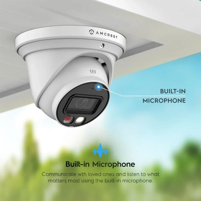 Amcrest 4K Night Color PoE Turret Camera – 49 ft Color Night Vision, AI Detection, Built-In Mic (IP8M-2779EW-AI)