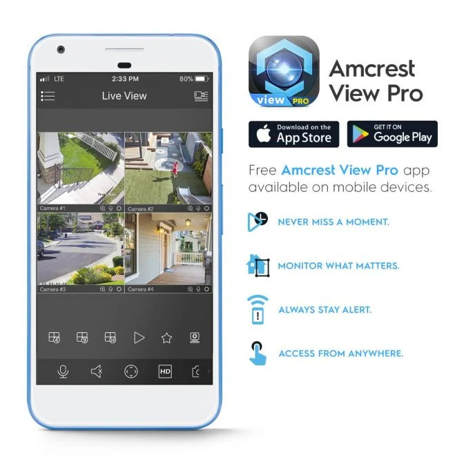 Amcrest 4K Color Night Vision PoE Bullet Camera – 129° FOV, AI Human & Vehicle Detection (IP8M-2796EW-AI)